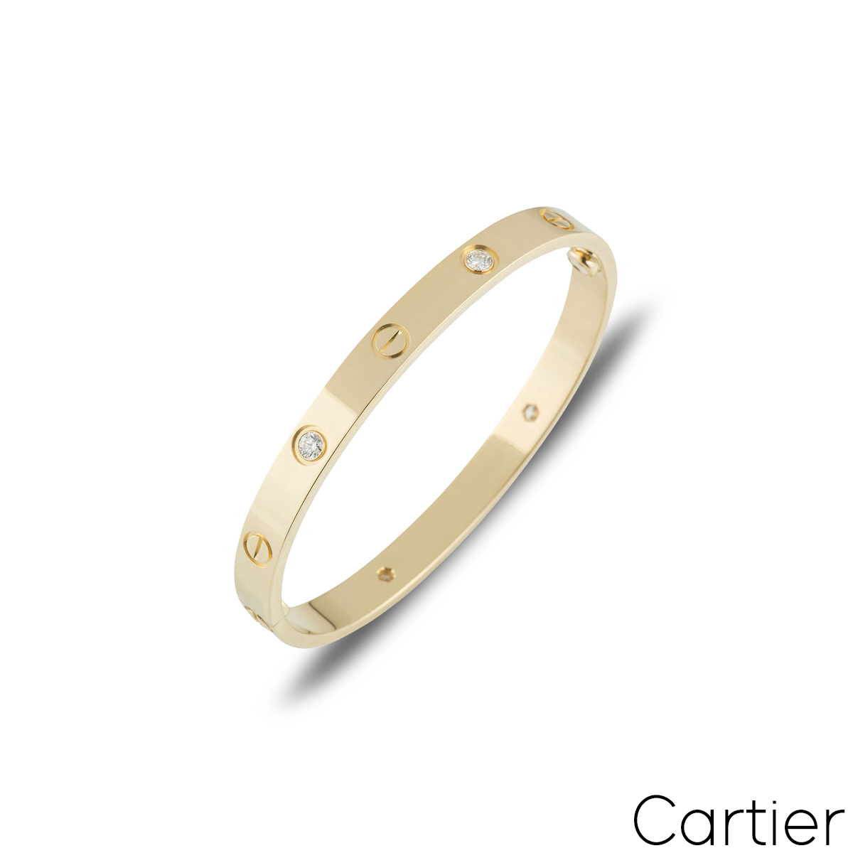 Cartier Yellow Gold Half Diamond Love Bracelet Size 16 B6035916